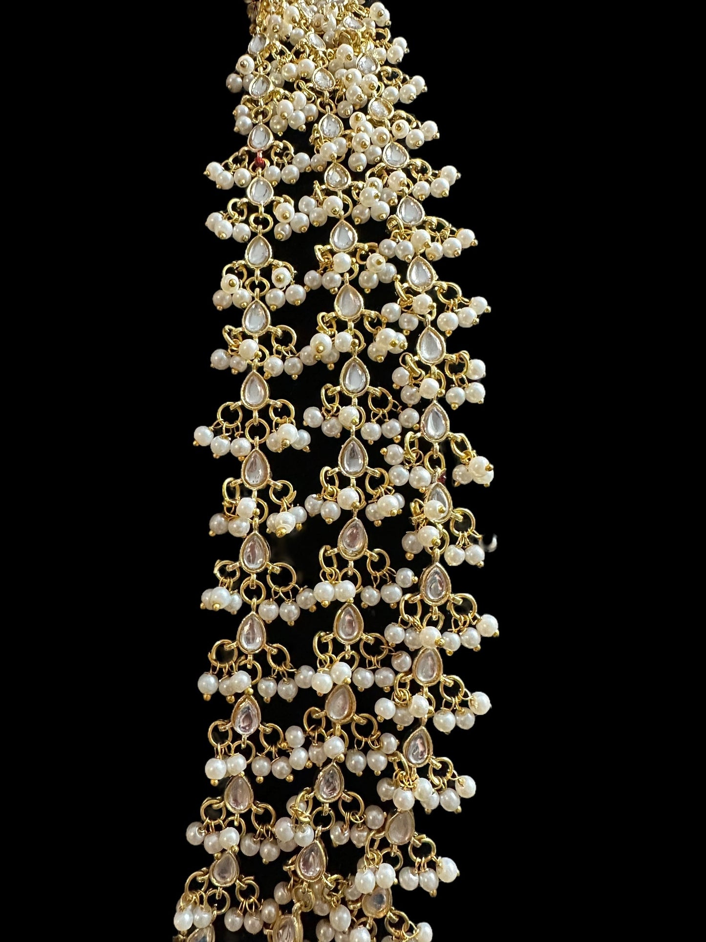 DLN100 Freya three layered kundan necklace with earrings ( READY TO SHIP )