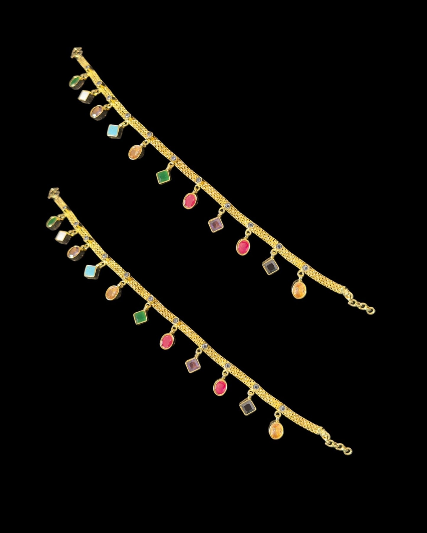 kundan payal in navratan ( READY TO SHIP  )