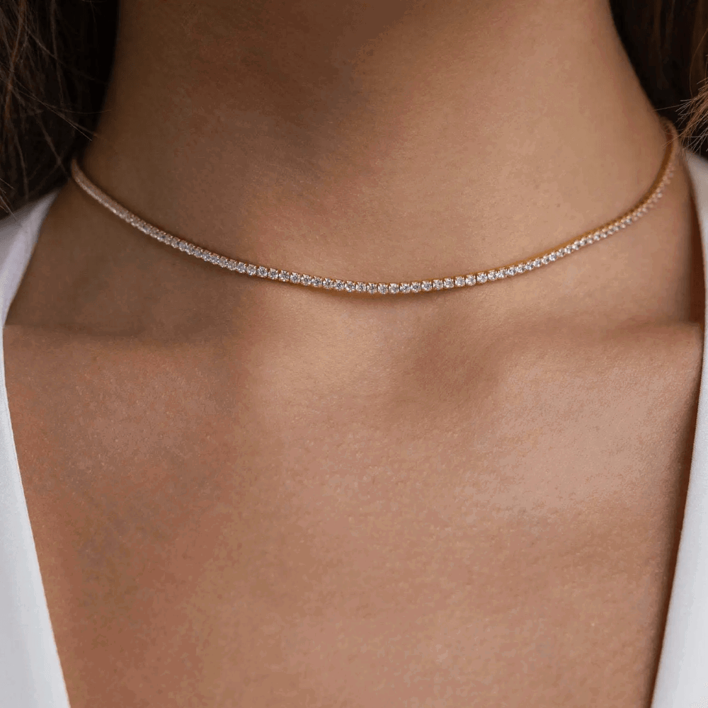 Elegant Cubic Zirconia Choker Tennis Necklace