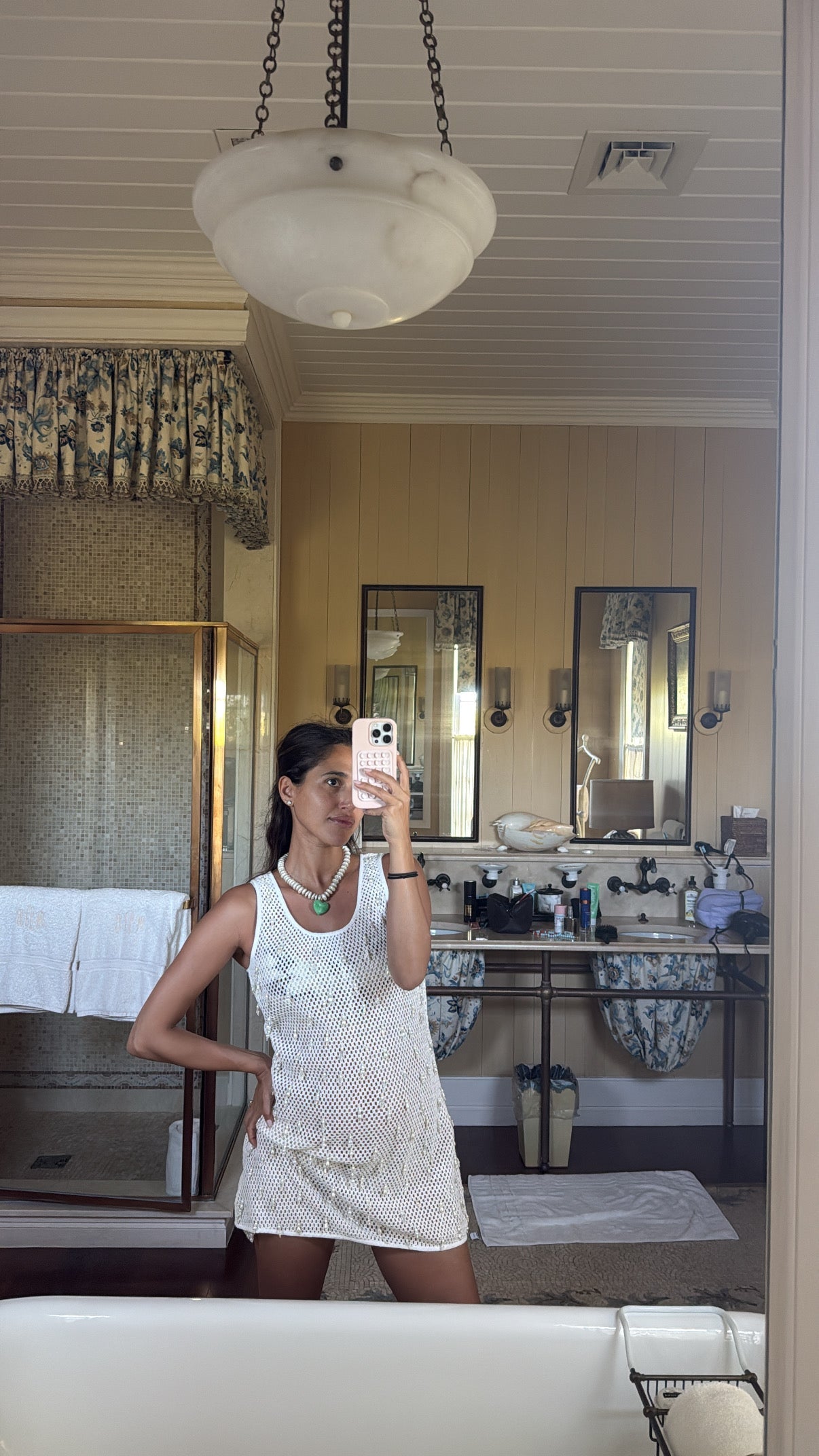 Green Heart Pendant Necklace - Fresh Water Pearl & Murano Glass Necklace