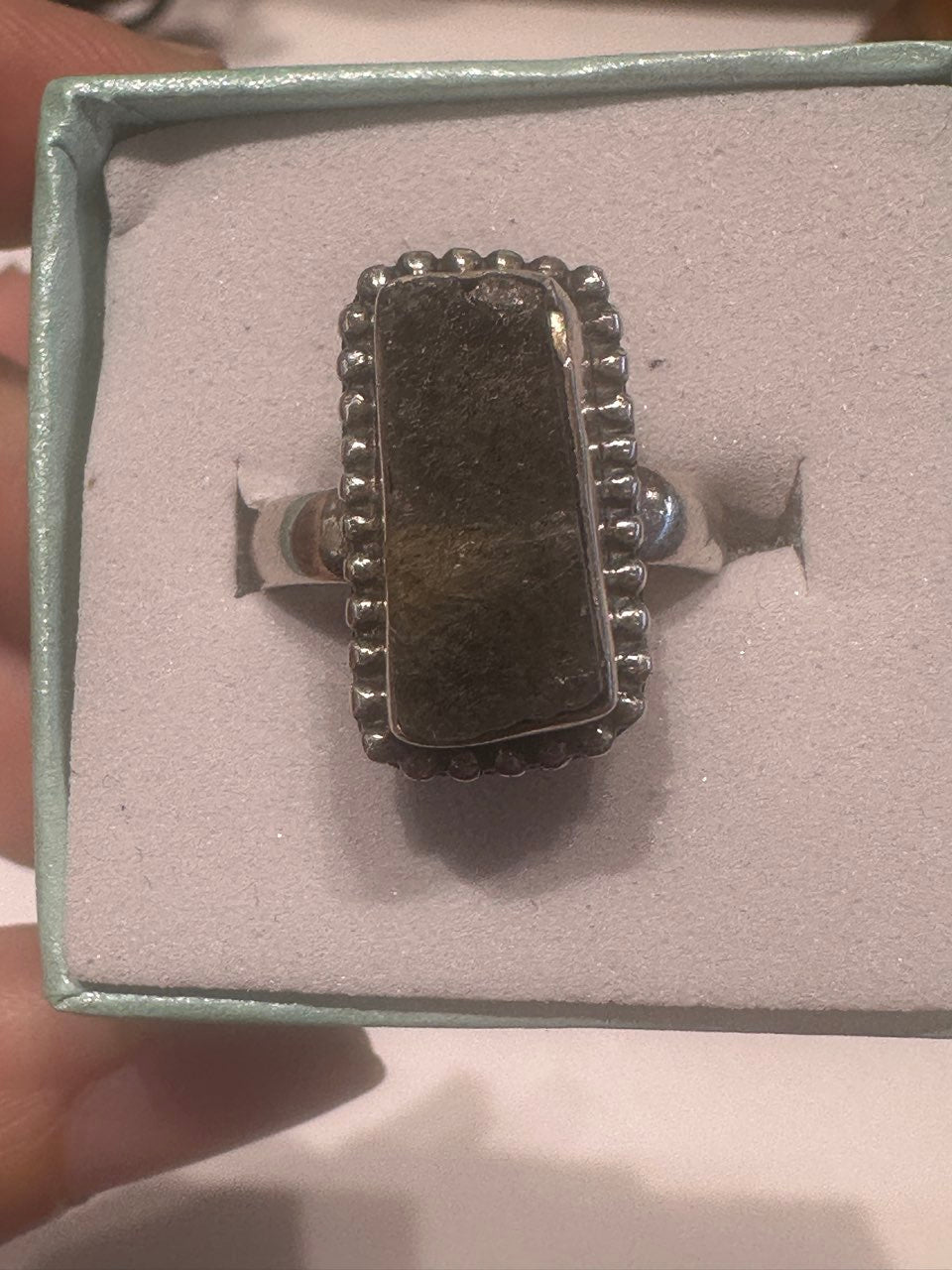 Sterling Silver Labradorite Ring Size 6 "Framed Beauty"