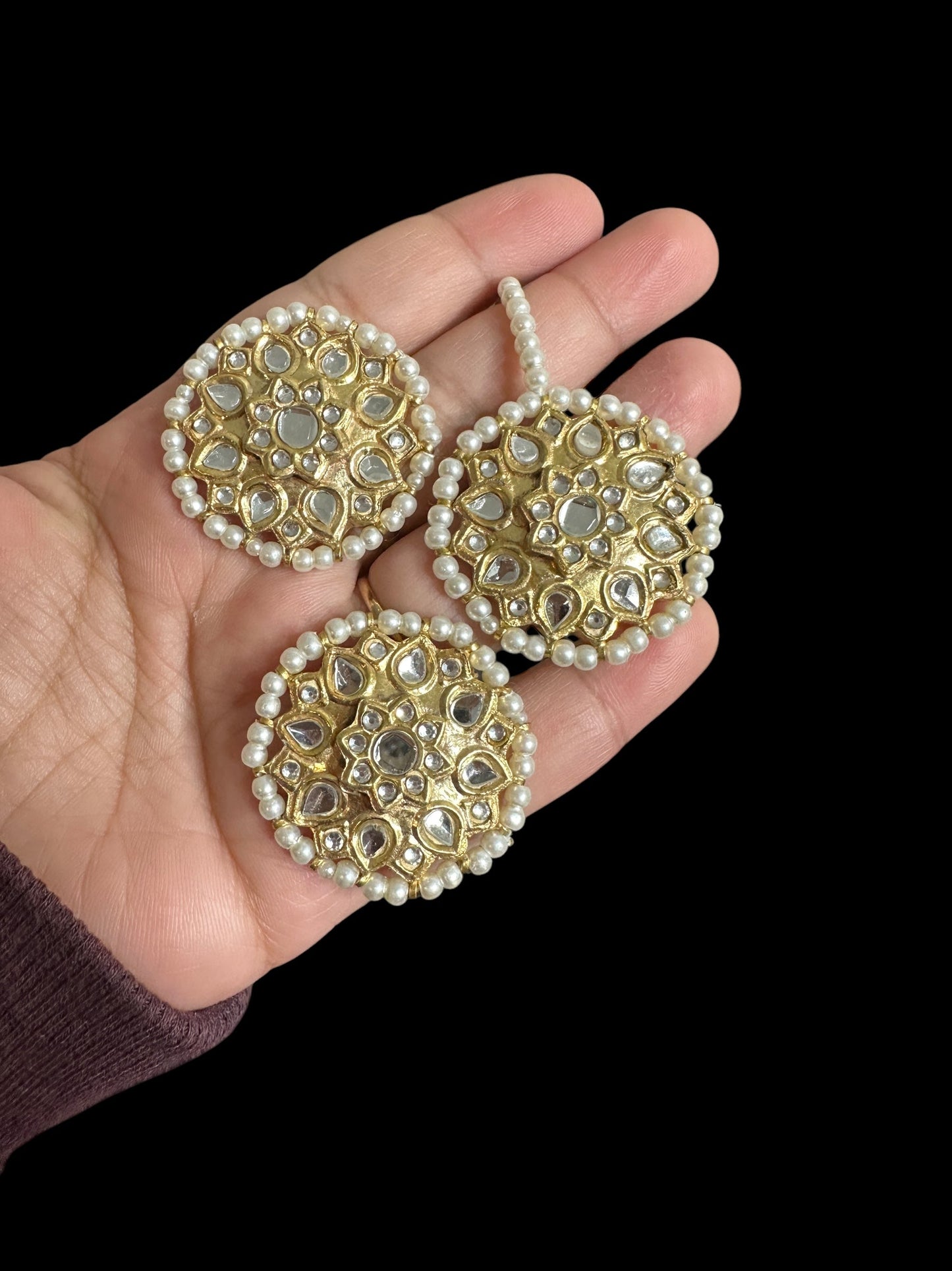 DJET73 Suhana kundan earrings tika ( READY TO SHIP )