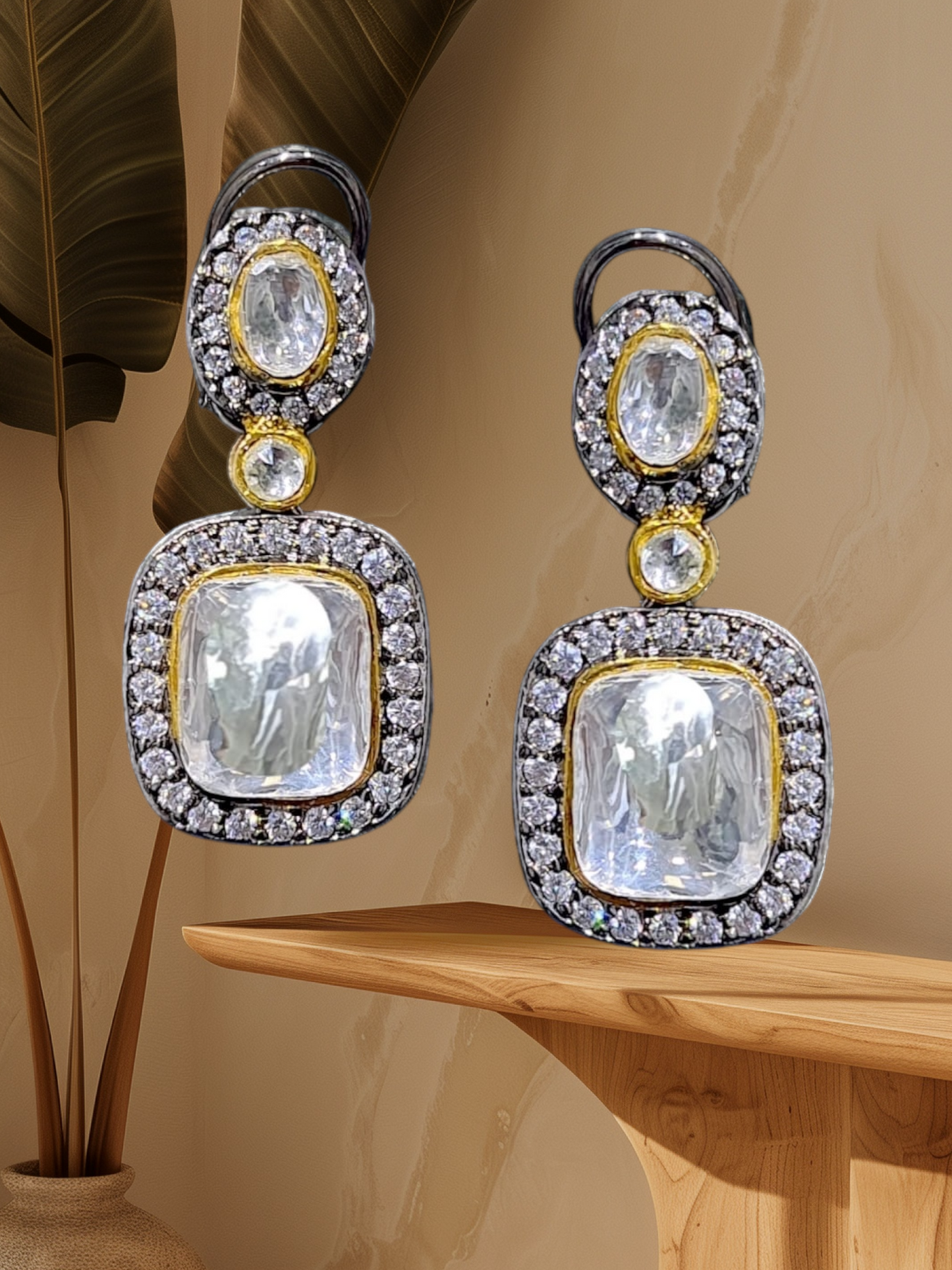 DER709 high quality polki jhumka  ( READY TO SHIP)