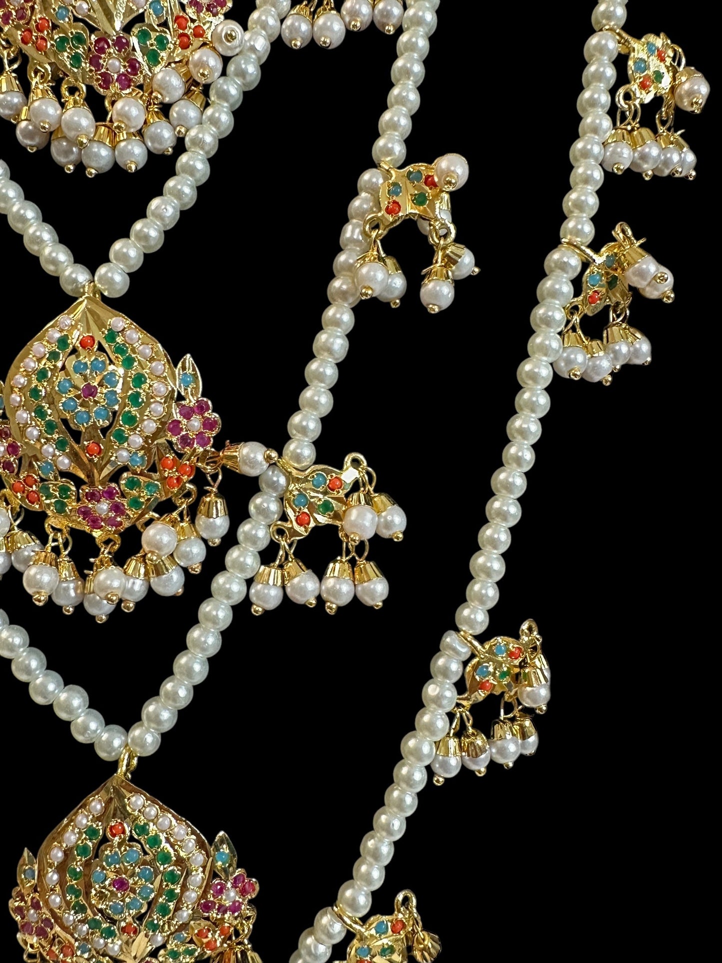 SAT111 Anya jadau 5 layered / satlada in Navratan ( READY TO SHIP )