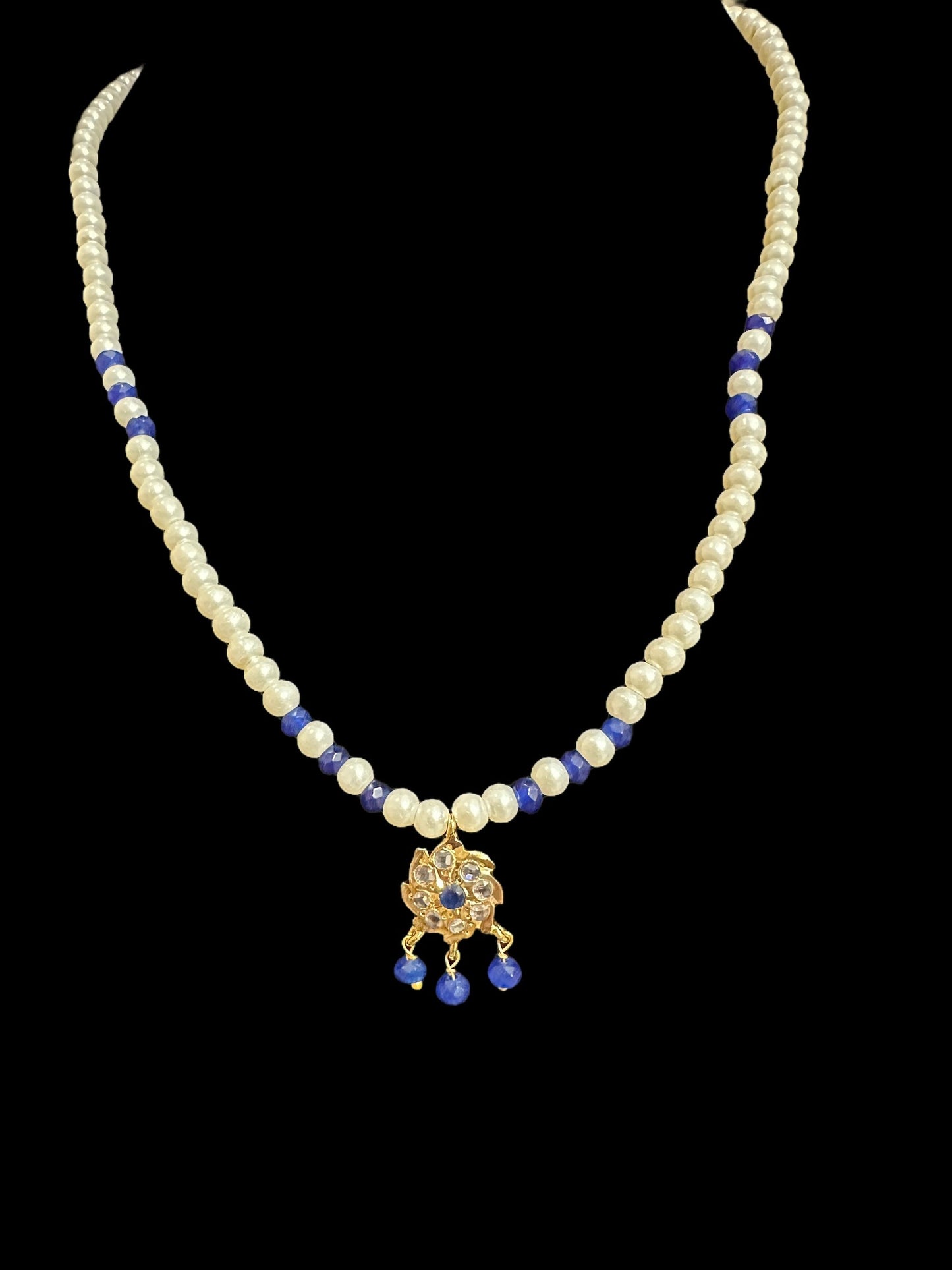 PS499 Sara pendant and earrings set -blue  ( READY TO SHIP )