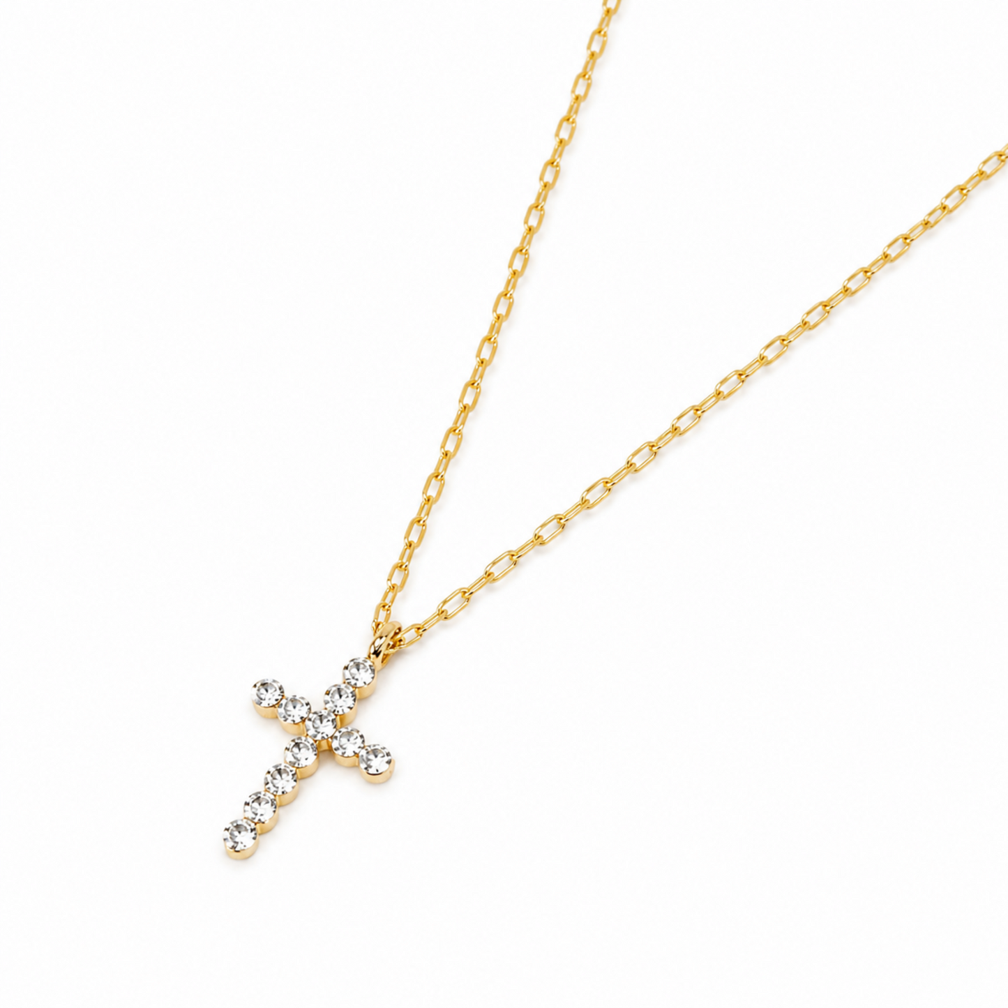 Faceted Crystal Cross Necklace