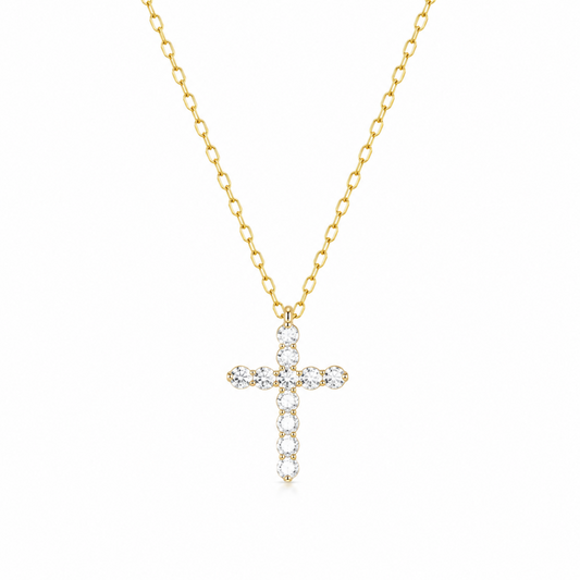 Faceted Crystal Cross Necklace