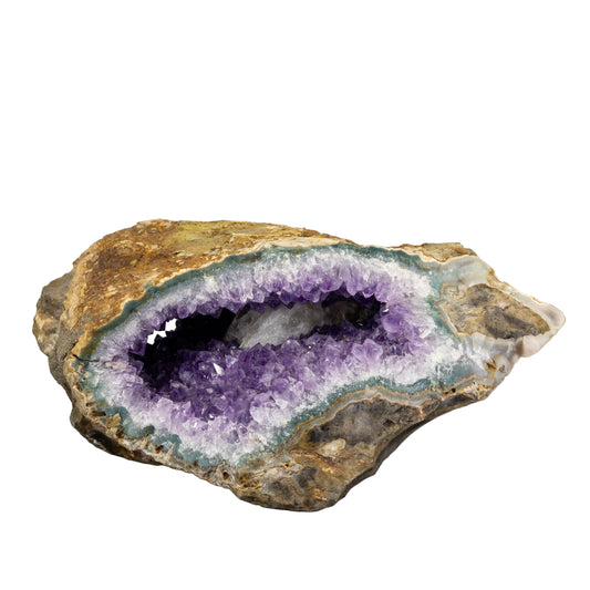 Fat Amethyst Cave Geode With a Calcite Flower Inside