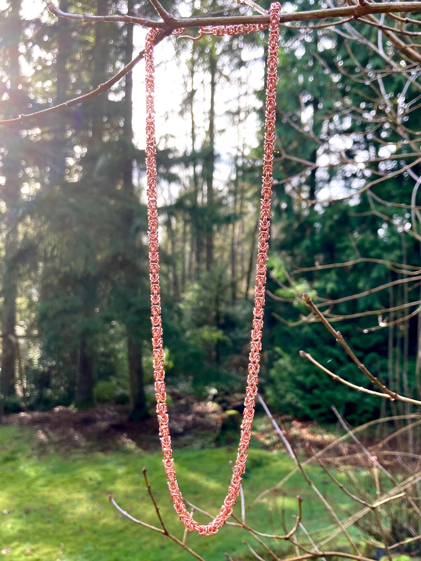 Delicate Byzantine Chainmaille Necklace in Copper