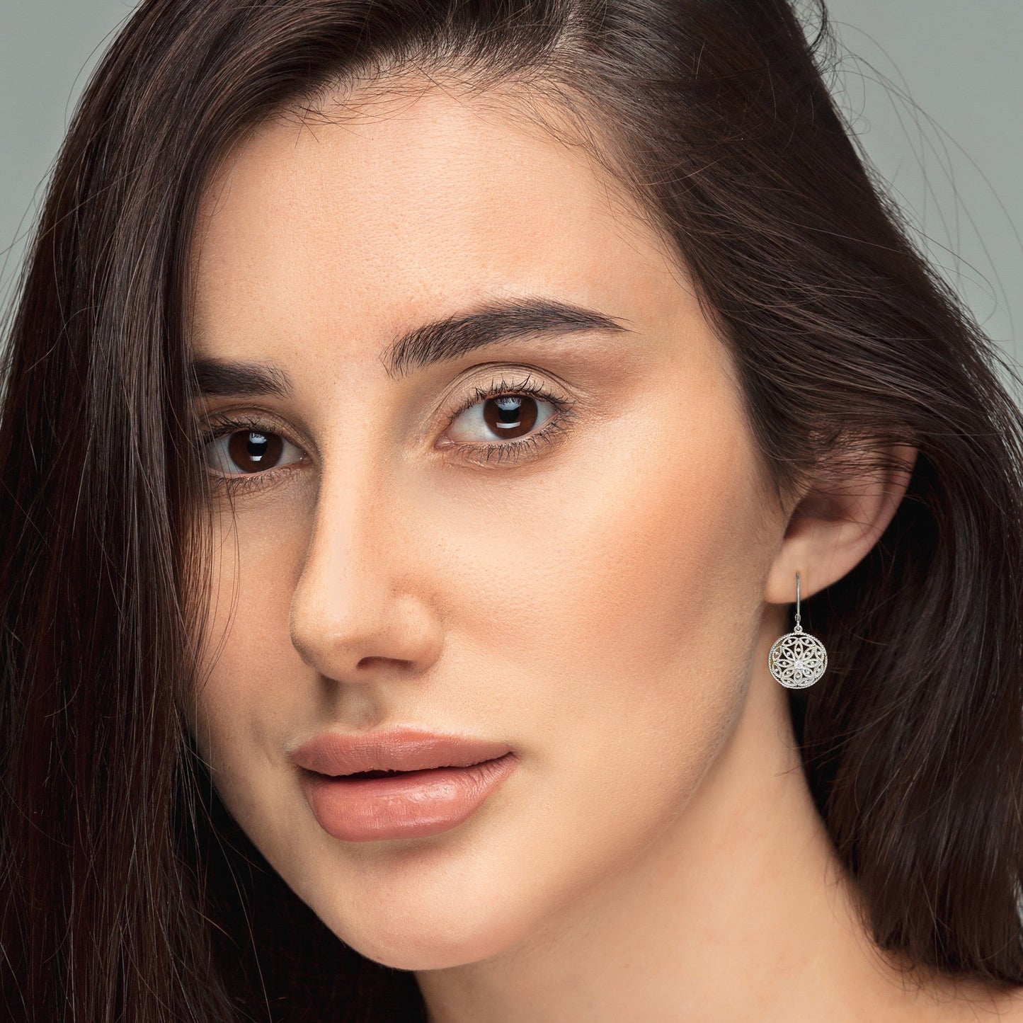 Filigree Circle Drop Lever Back Earring