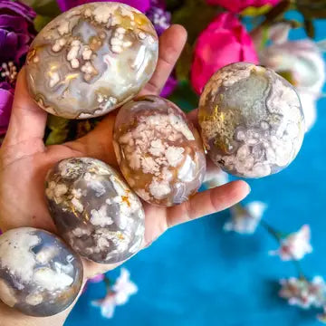 Flower Agate Palm Stones