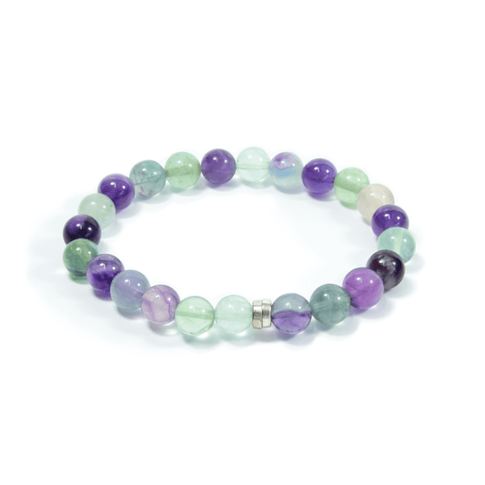 Fluorite and Amethyst Bead Bracelet