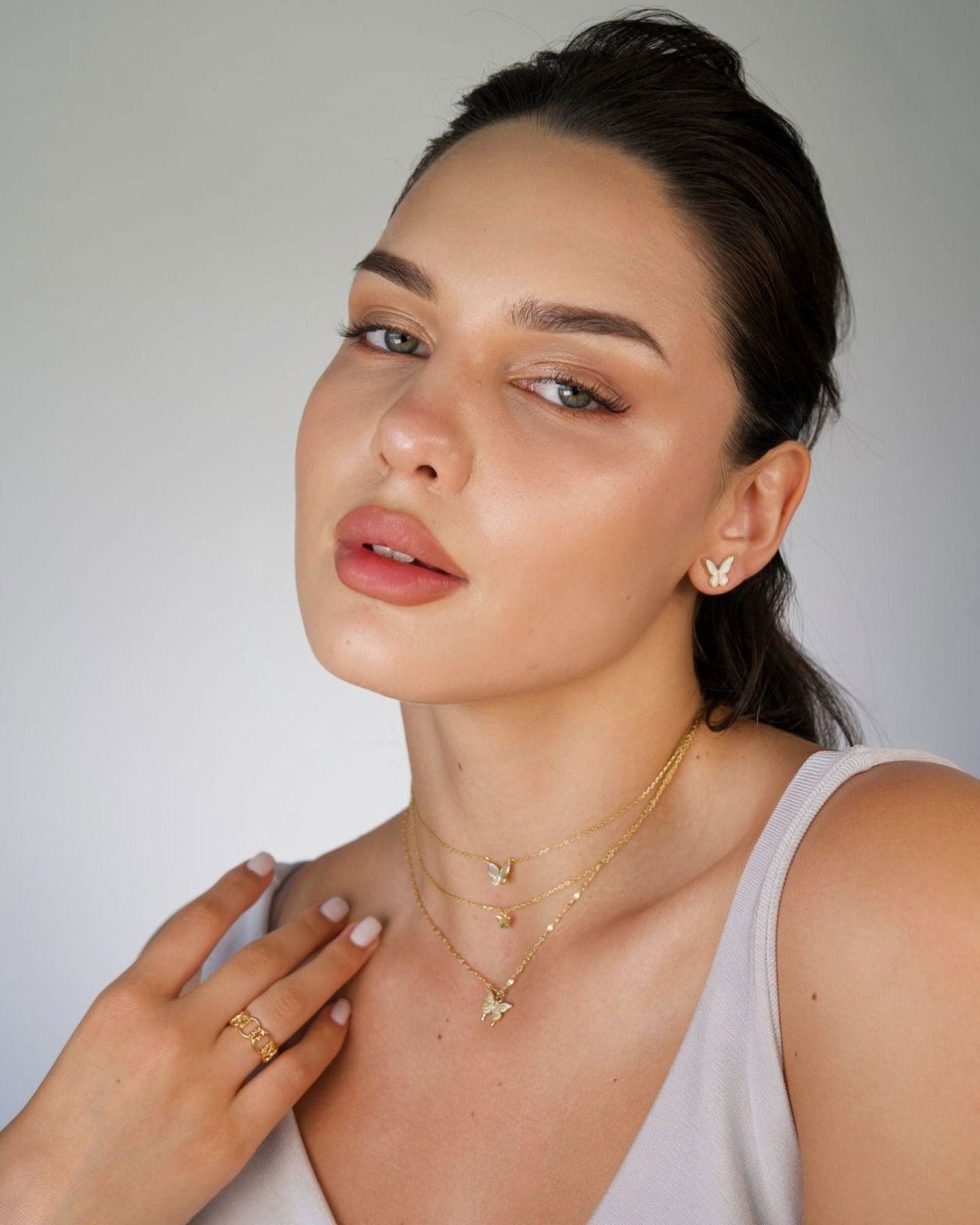 Fluttering Elegance Butterfly Two Layer Necklace