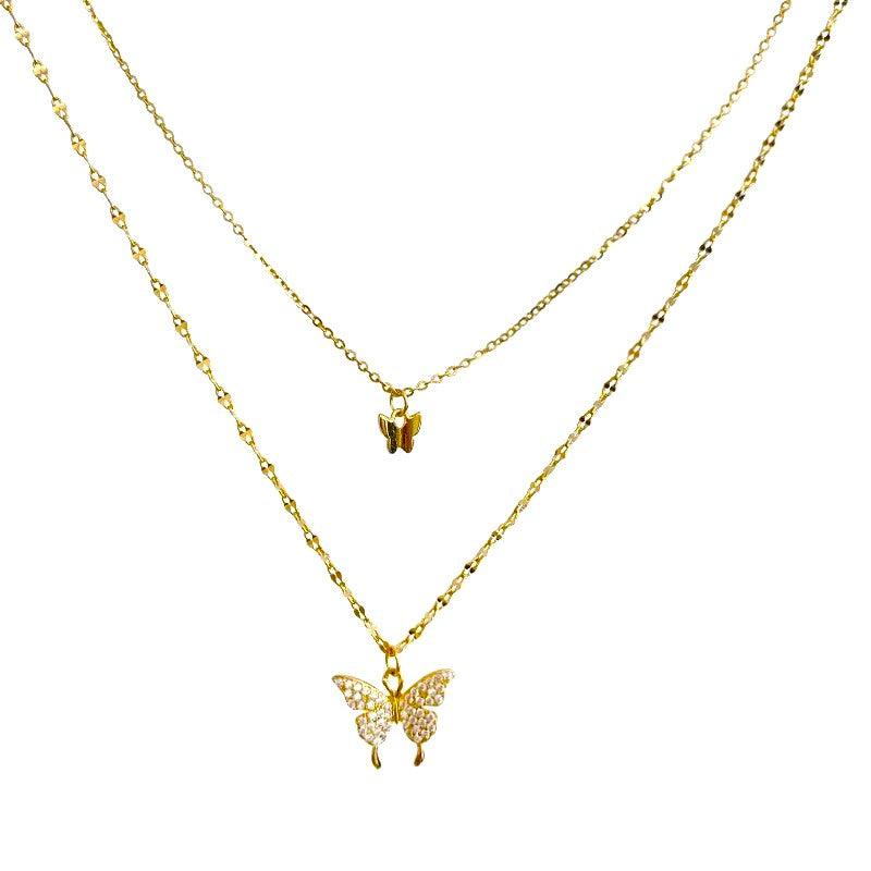 Fluttering Elegance Butterfly Two Layer Necklace