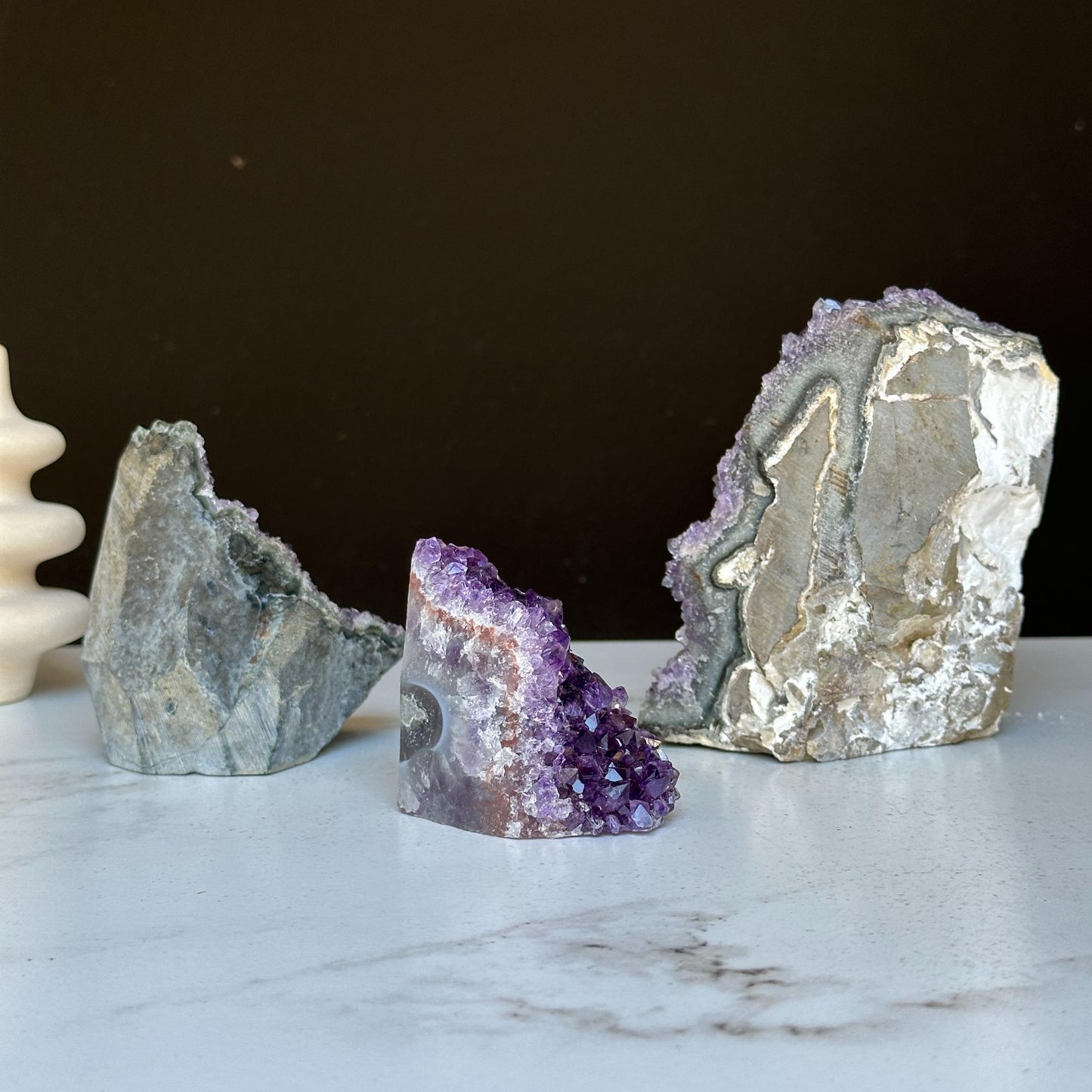 Amethyst Geode Crystals SET with 3 pieces, Natural Amethysts from Uruguay