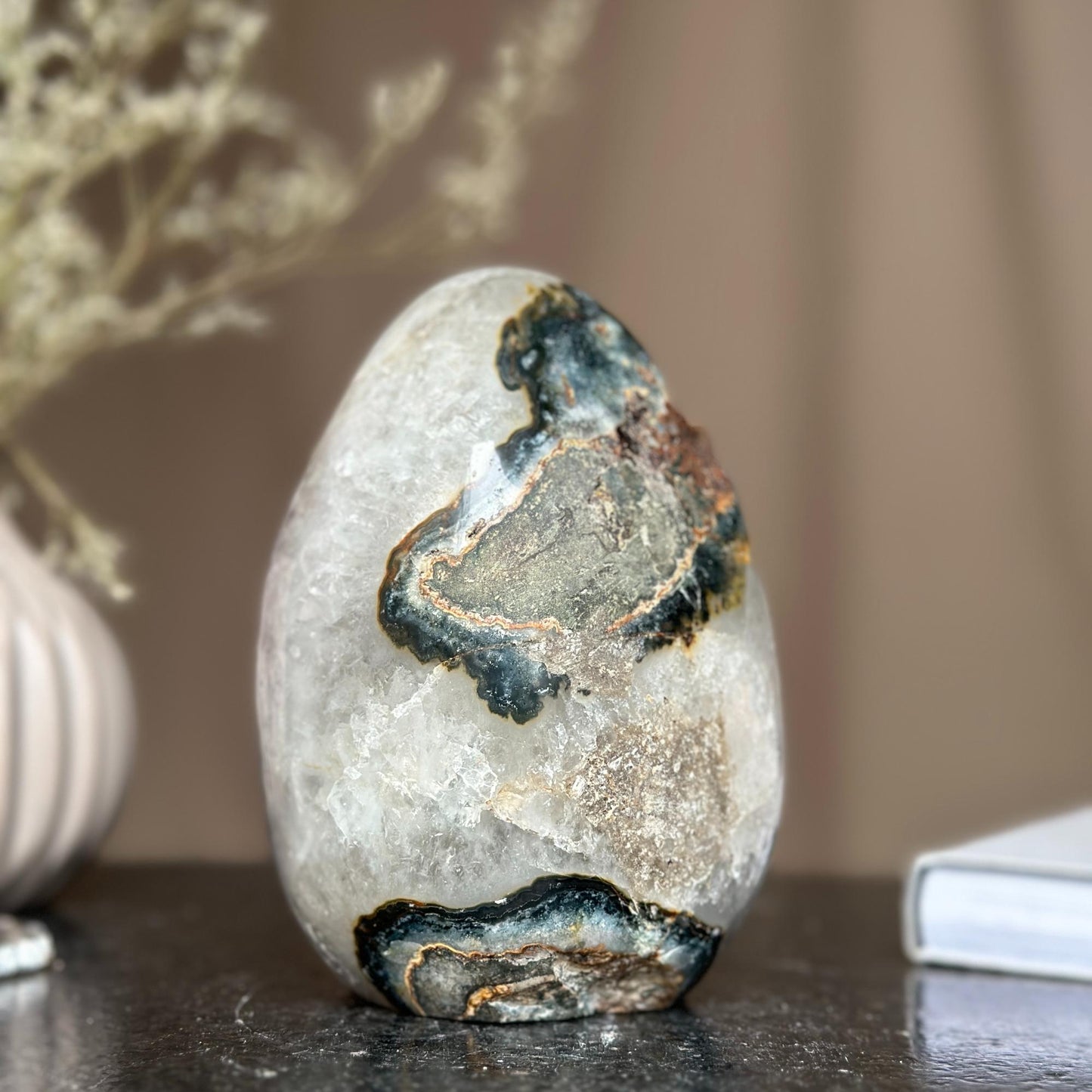 Genuine Amethyst Egg, Quartz Geode Cave, Crystal Cavern, Extra quality piece, Cut base polished specimen