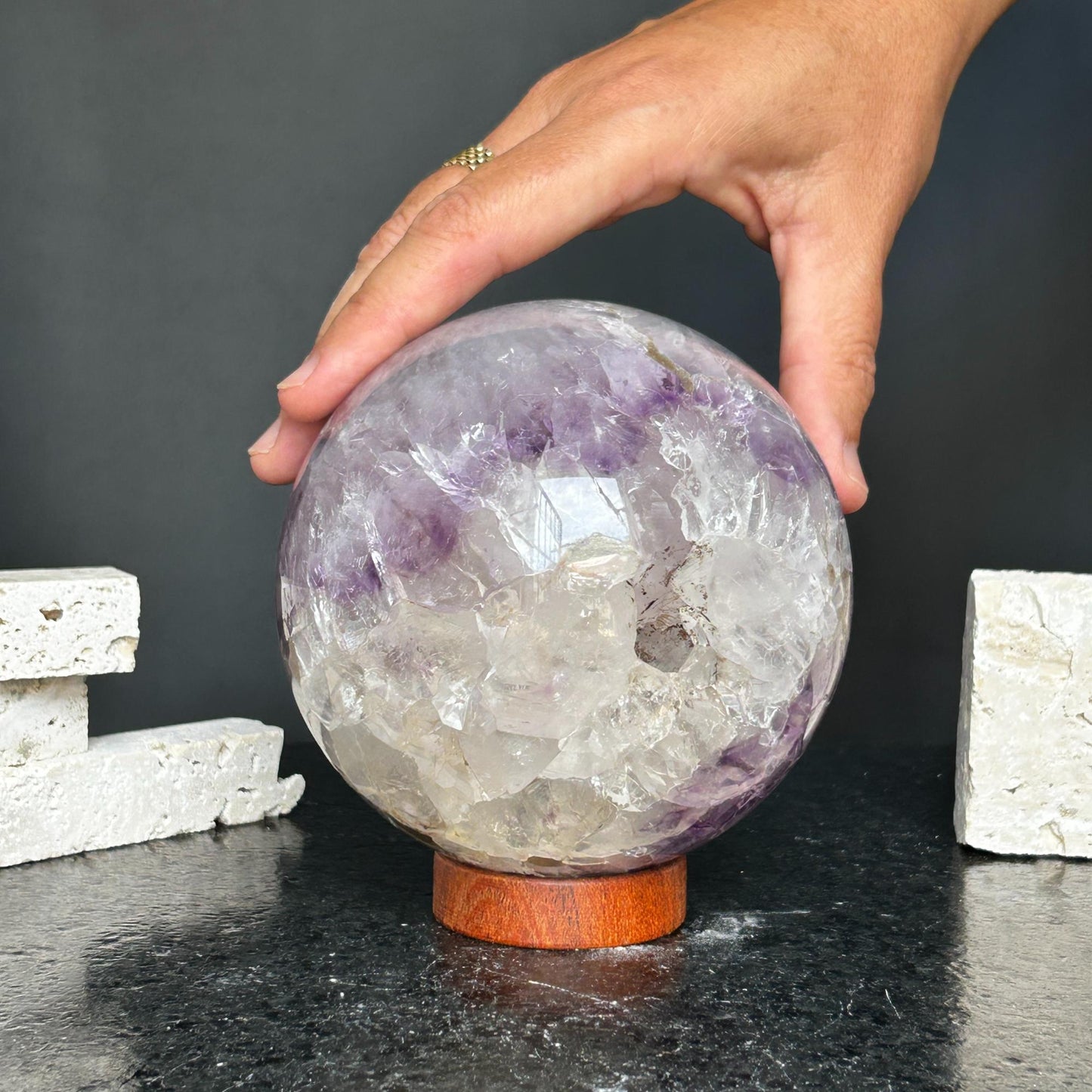 Amethyst and Agate Sphere, Open Crystal ball
