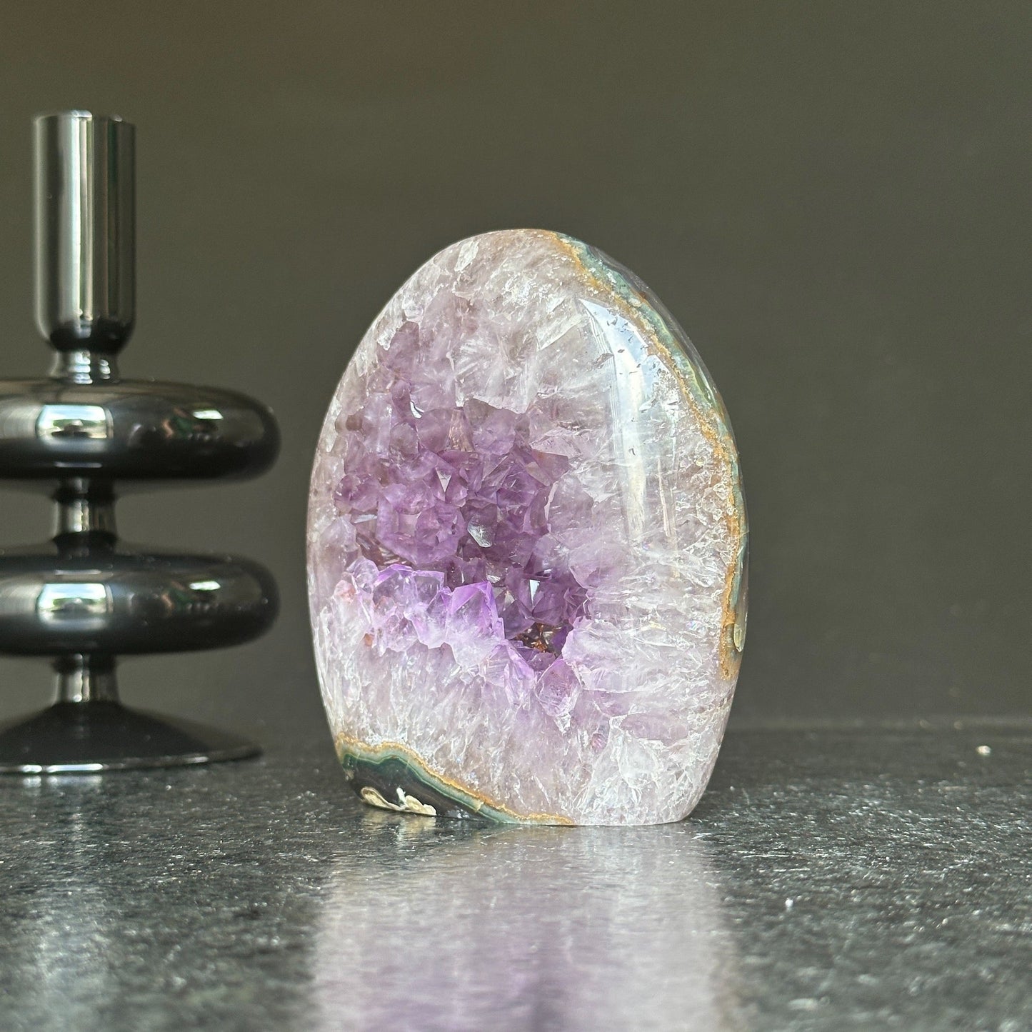 Deep Purple Amethyst from Uruguay, Extra quality geode cave for display