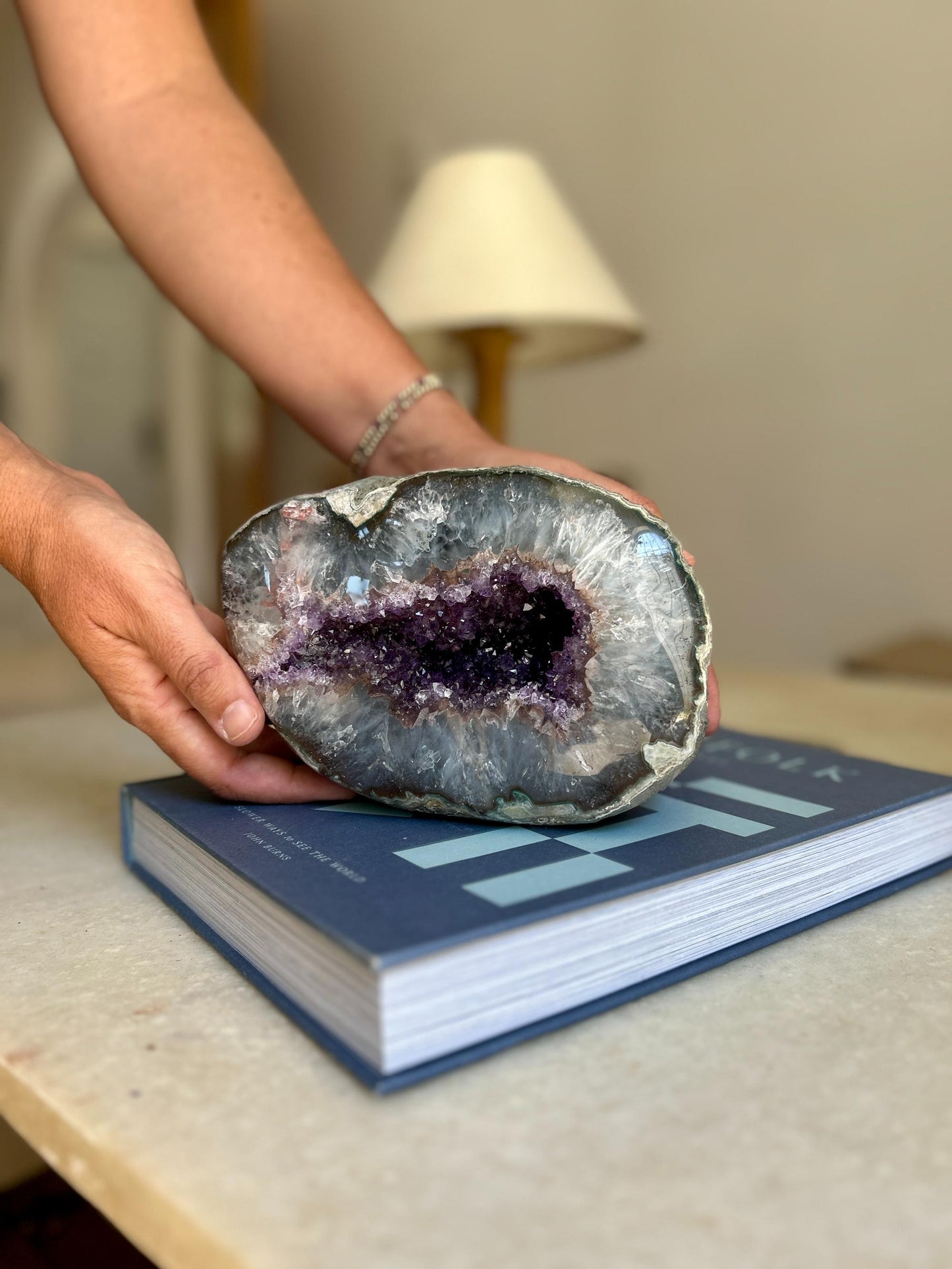 Outstanding Amethyst Geode Cave, Large decor piece, Purple crystal for coffee table