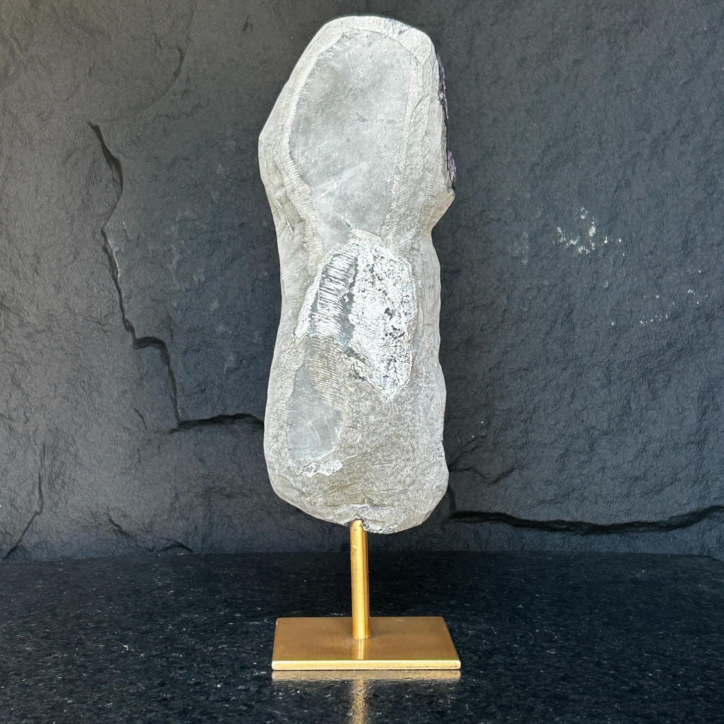 Amethyst Crystal on Golden Metal Stand, Extra Large amethyst