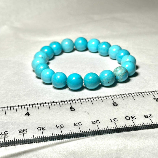 Blue Howlite Round Bead Bracelet - Anger Dissipation