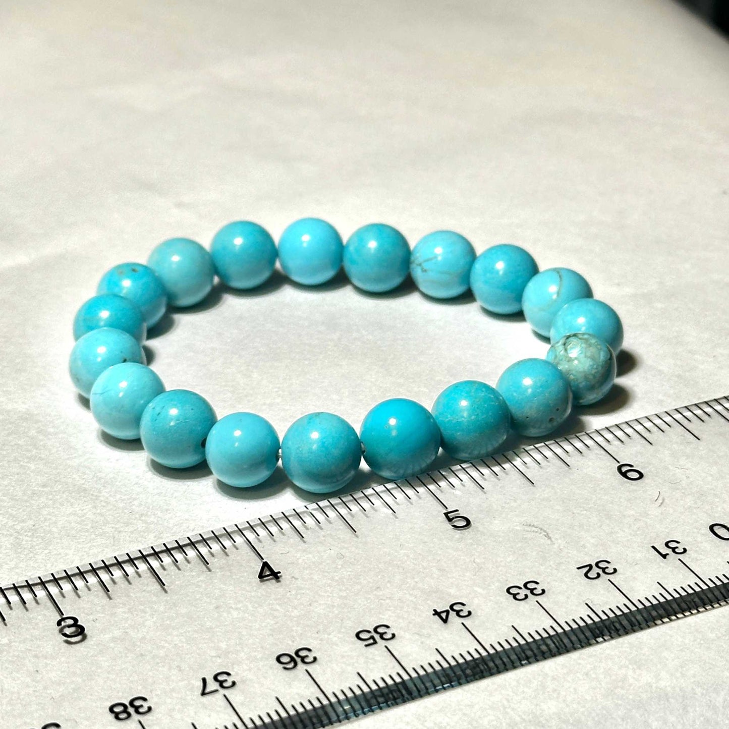 Blue Howlite Round Bead Bracelet - Anger Dissipation