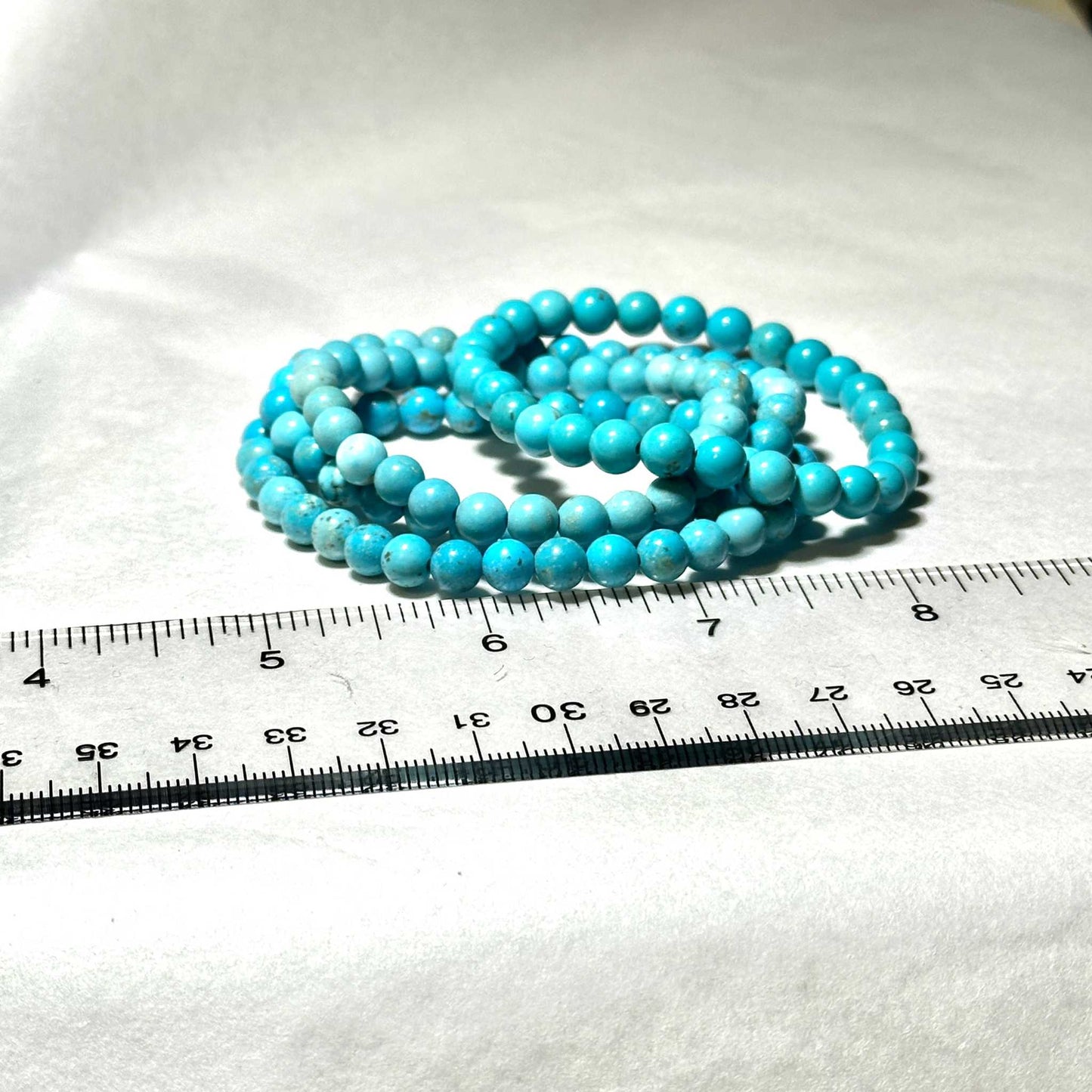 Blue Howlite Round Bead Bracelet - Anger Dissipation
