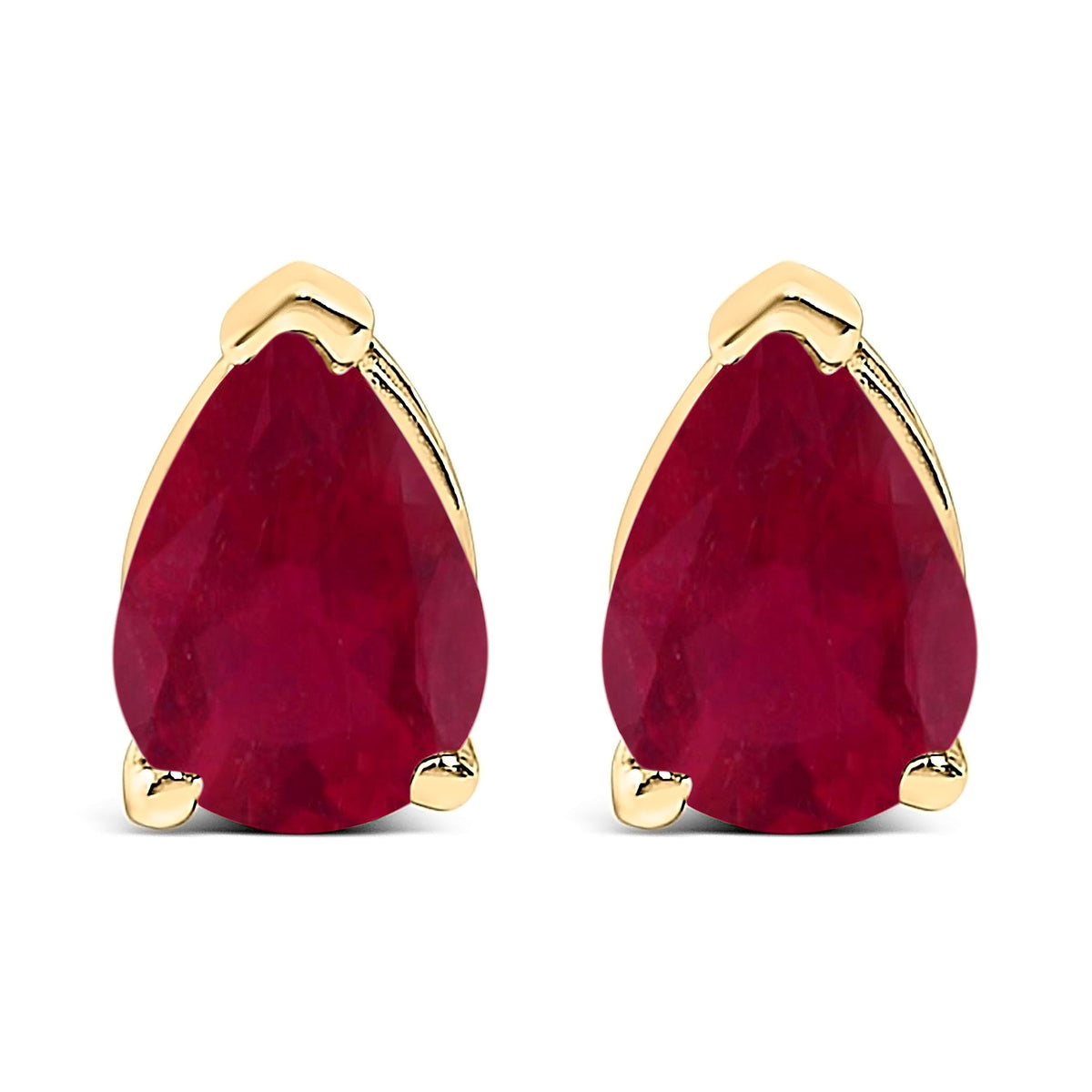 14K White Gold 6x4MM Pear Shaped Purple Amethyst Solitaire Stud Earrings