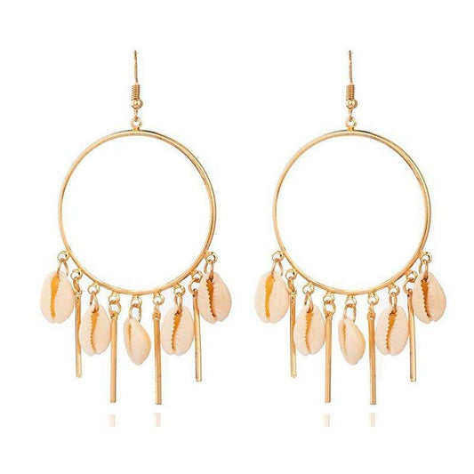 Chandelier Hoop Earrings with Puka Seashells