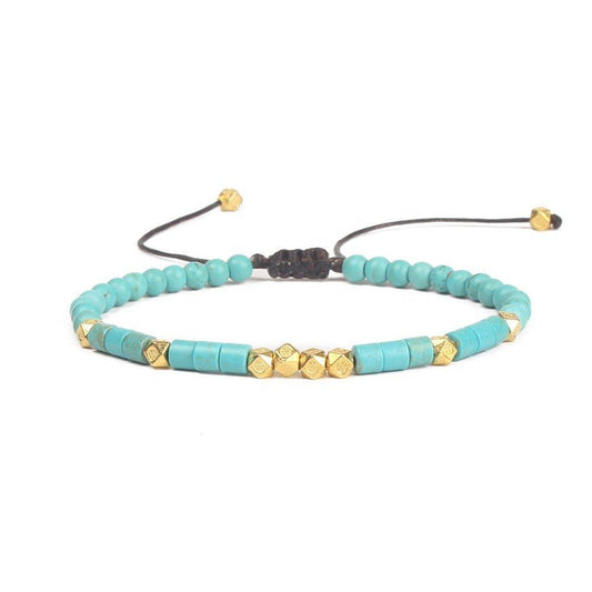 Friendship Bracelet Handwoven with Turquoise Beads