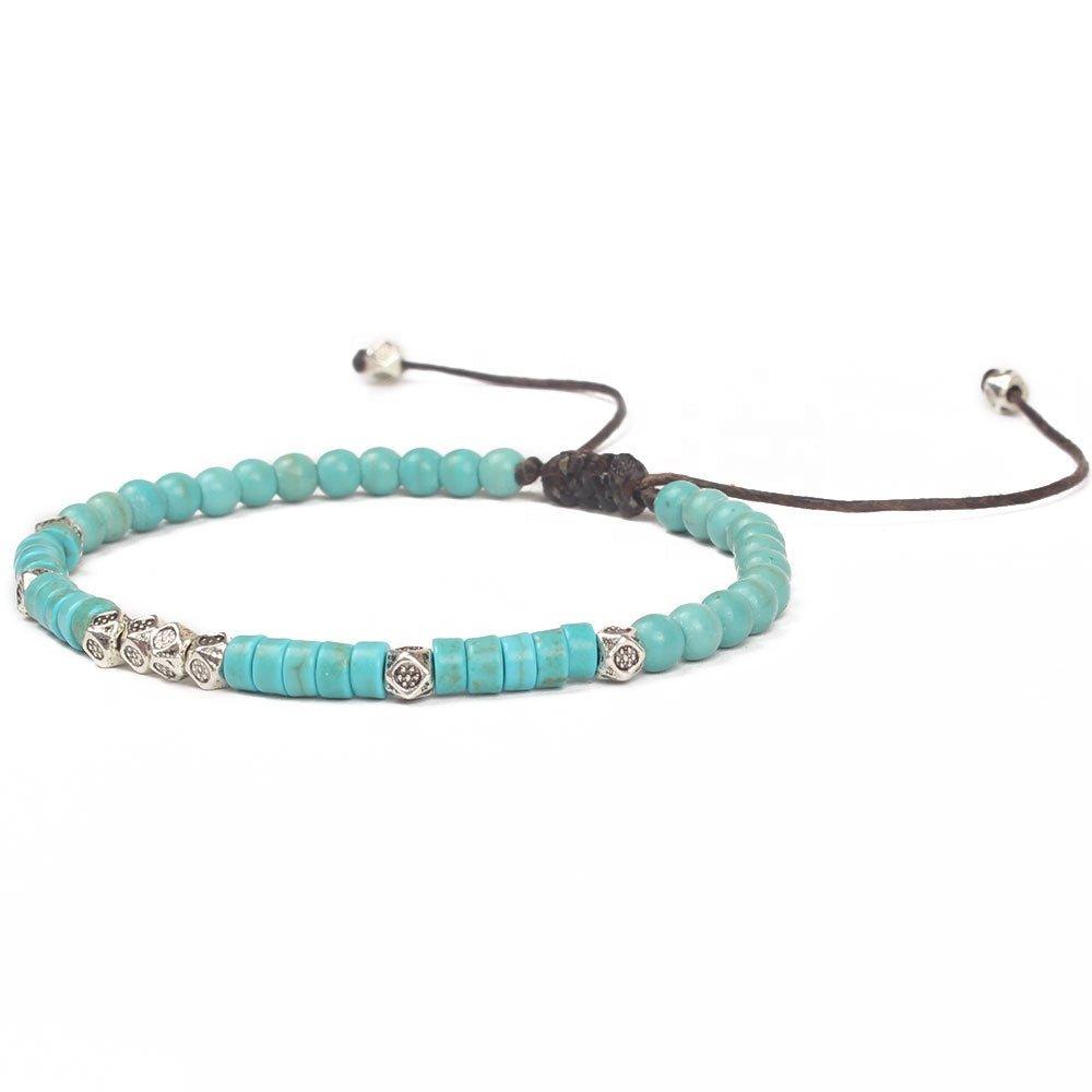 Friendship Bracelet Handwoven with Turquoise Beads