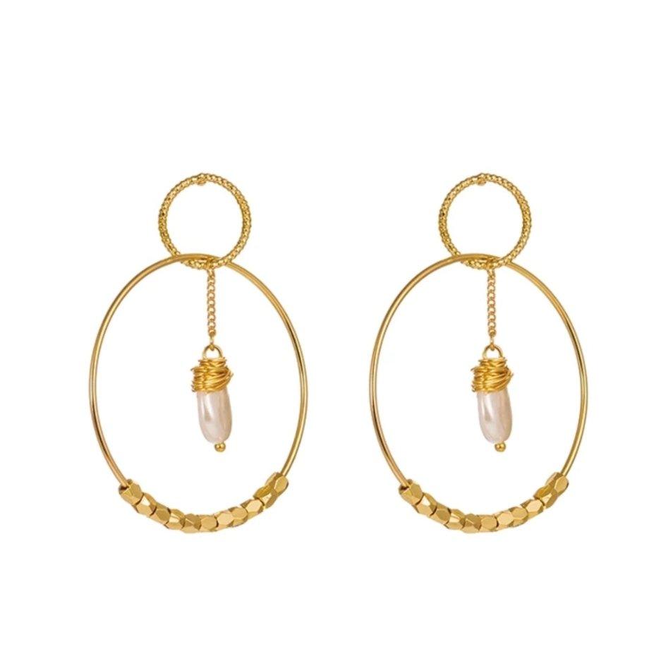 Pearl Double Hoop Earrings