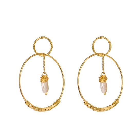 Pearl Double Hoop Earrings
