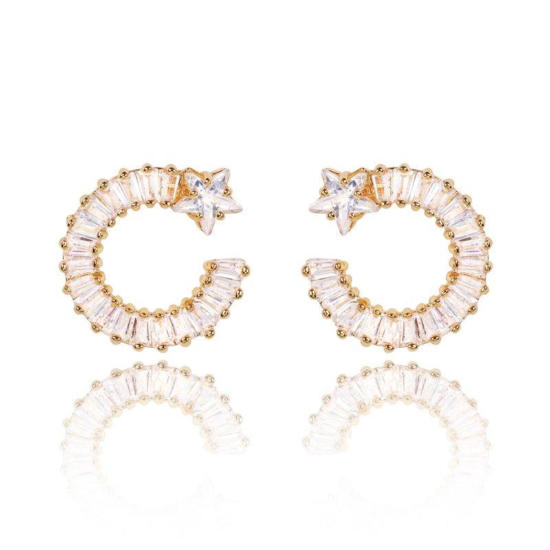 Shooting Star Earrings with White Diamond Cubic Zirconia