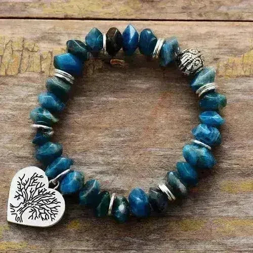 Tree of Life Apatite Bracelet – Natural Stone Vegan Jewelry