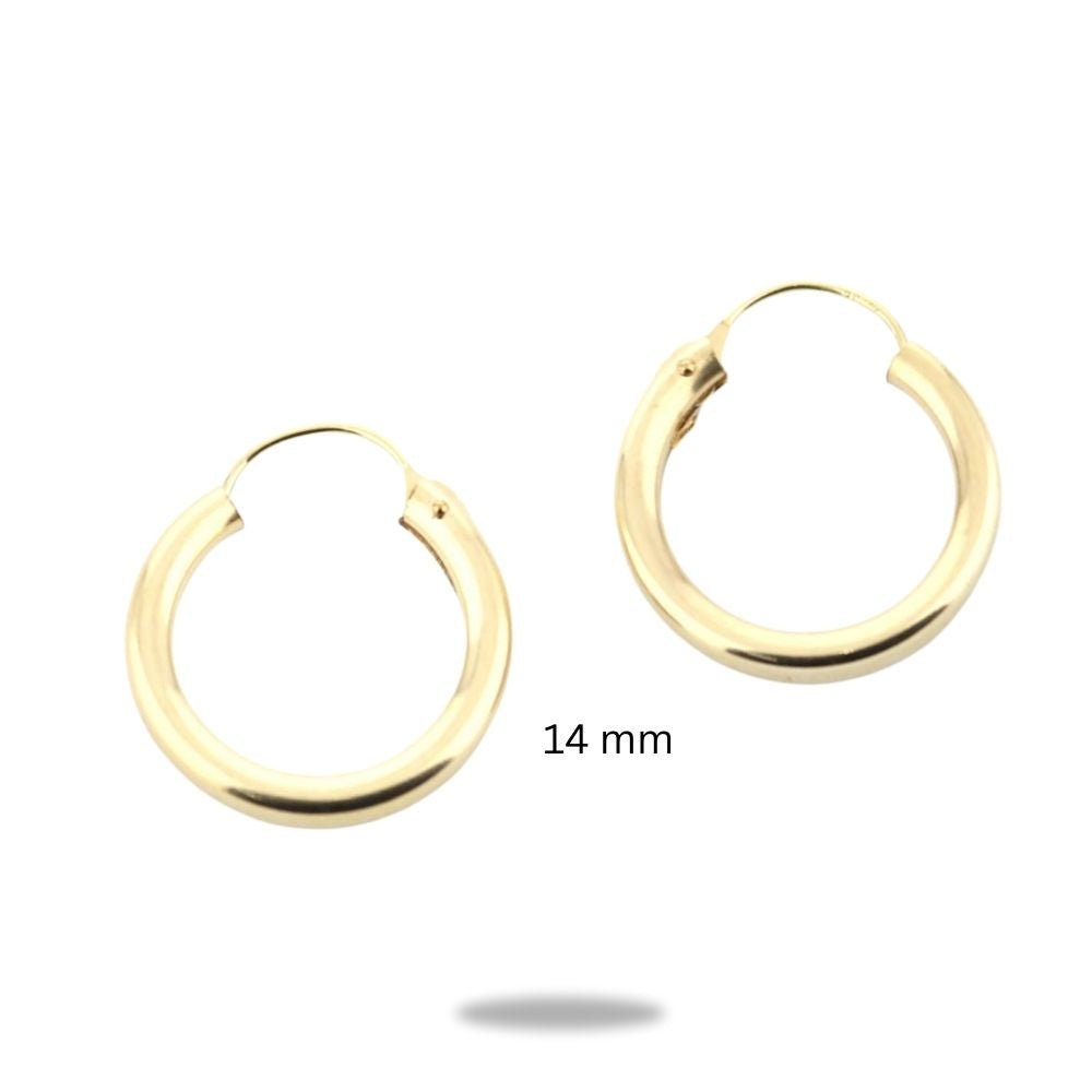 14k Yellow Gold Filled Hoop Earrings 14 Mm