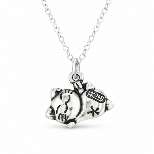 Sterling Silver Lucky Cat Necklace