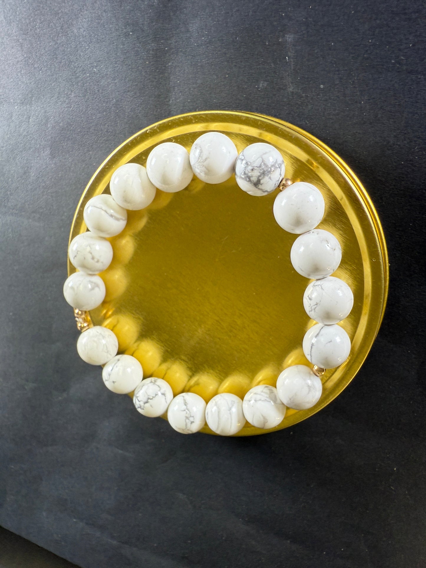 Howlite Bracelet for Crown Chakra Healing and Protection - 14K GF detail