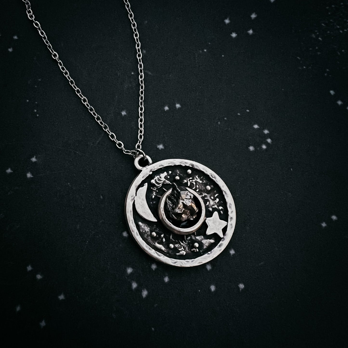 Night Sky Pendant Necklace with Authentic Meteorite