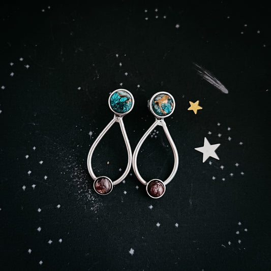 Journey to Mars Earrings - Copper Chrysocolla Earth and Red Jasper Mars
