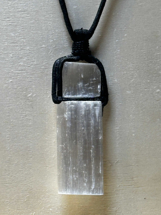 Selenite Necklace on Cotton String