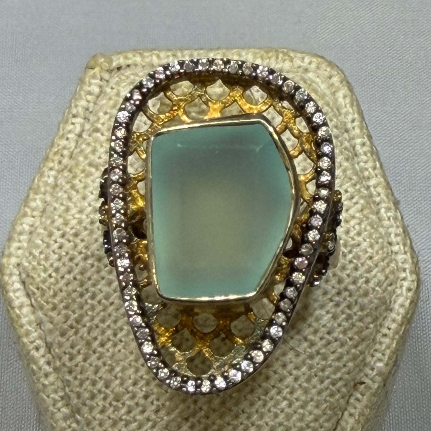 Chalcedony Ring - Size 9 - Golden Peace