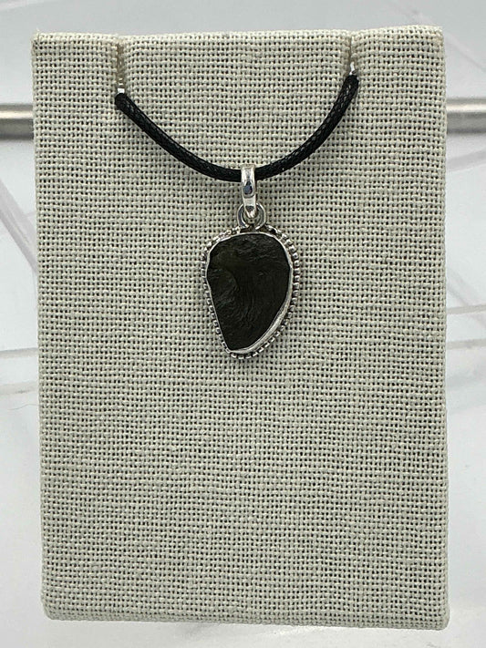 Sterling Silver Studded Bezel Moldavite Pendant