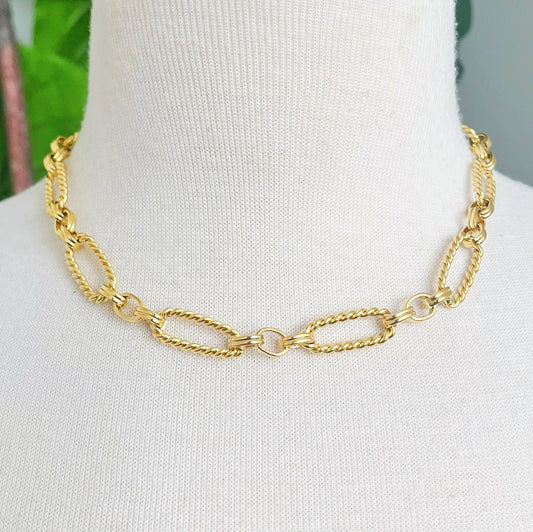 Alternatively Linked Cabled Necklace