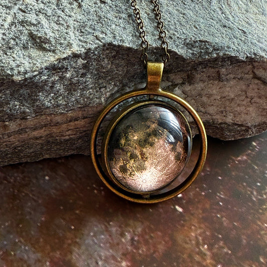 New Moon Double Sided Fidget Pendant Necklace