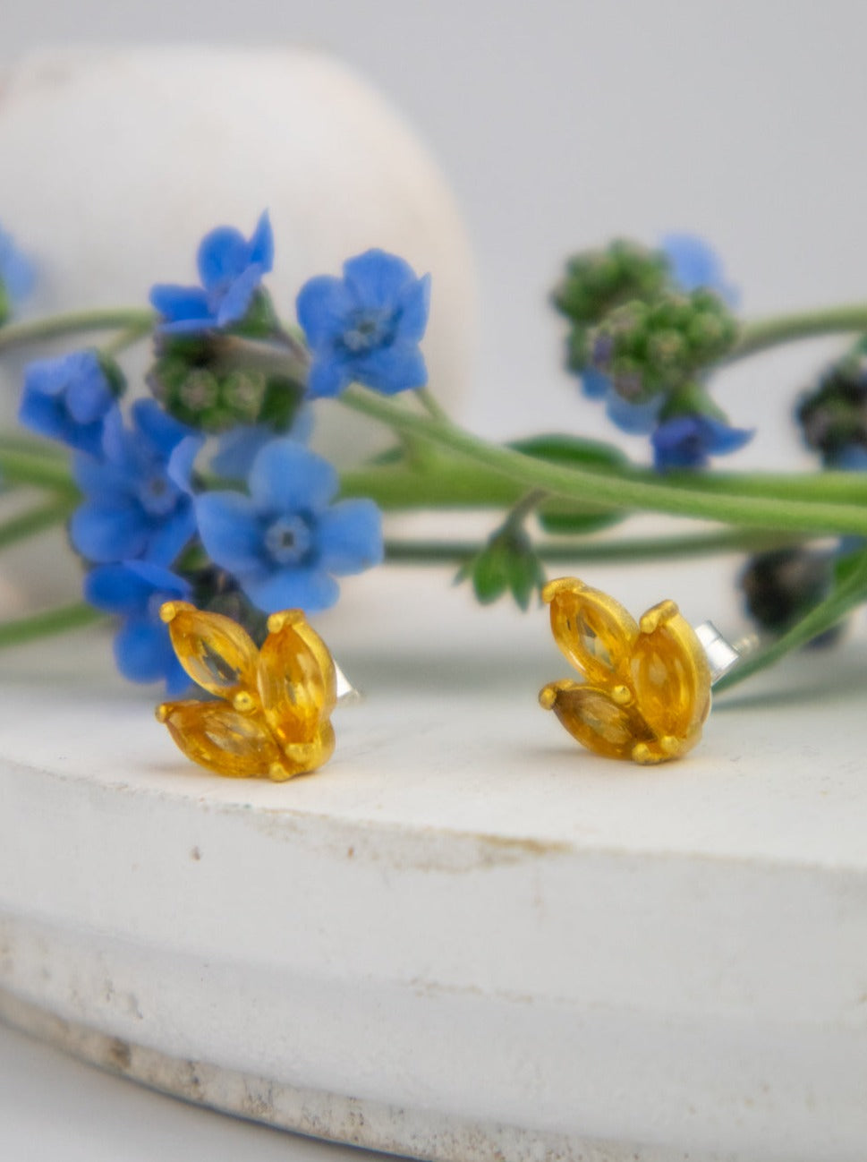 Tri Leaf Stud Earrings