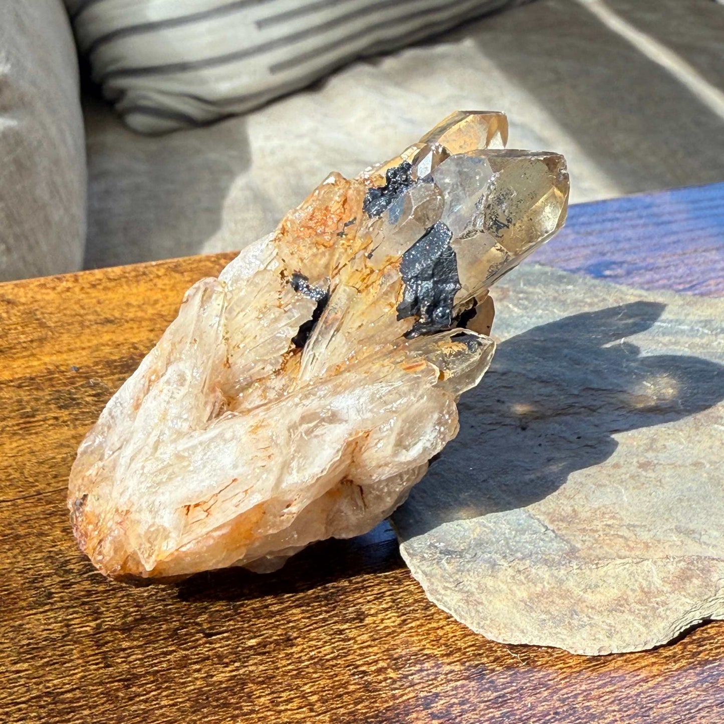 Kundalini Citrine Cluster with Guardian Hematite ✨🖤🦁