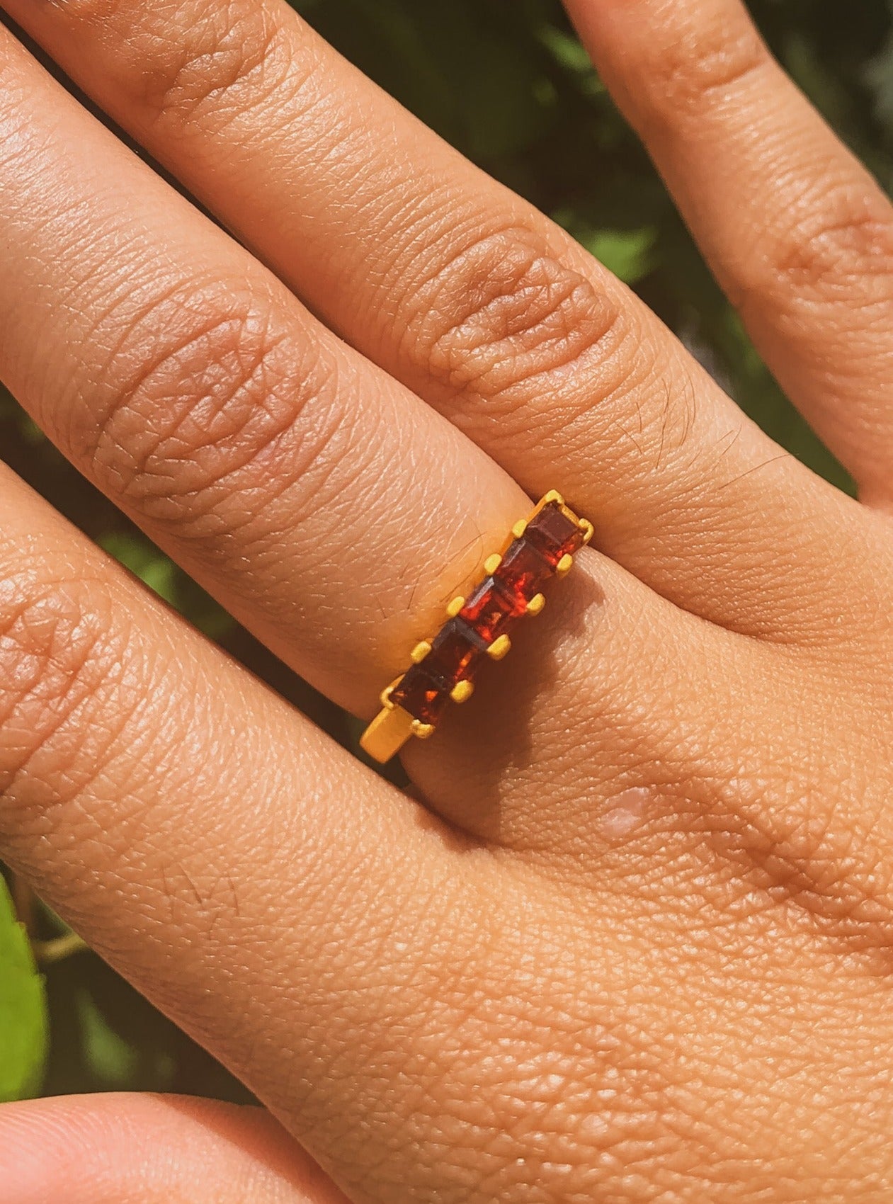 Garnet Squares Gemstone Ring