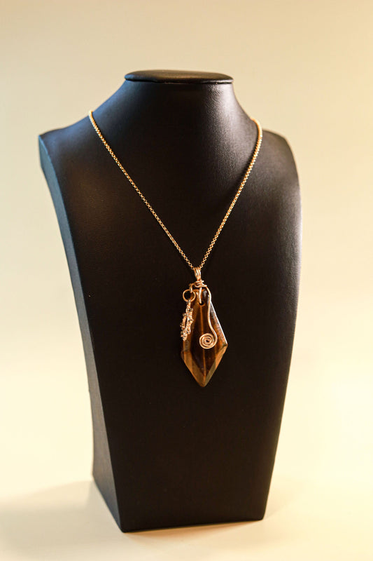 Tiger Eye Pendant - 14k Filled Gold