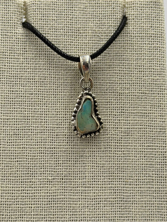 Sterling Silver Bezeled Raw Ethiopian Opal Pendant